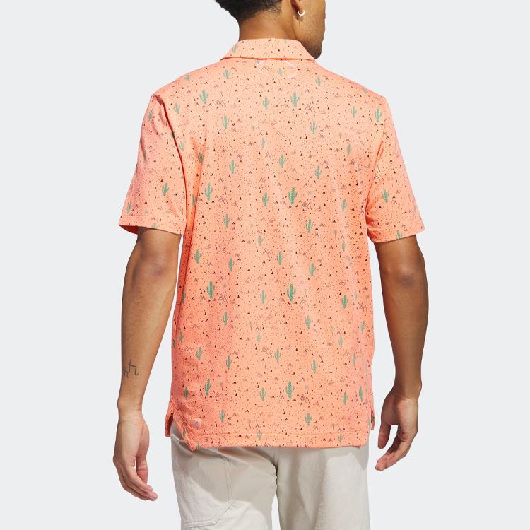 Adidas Adicross Desert Button Shirt Cactus Pattern Golf Short Sleeve Shirt Men Tops Coral-Pink HS3208