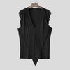 INCERUN Men Summer Deep V Sleeveless Ruffled Layers Casual Loose Tank Tops