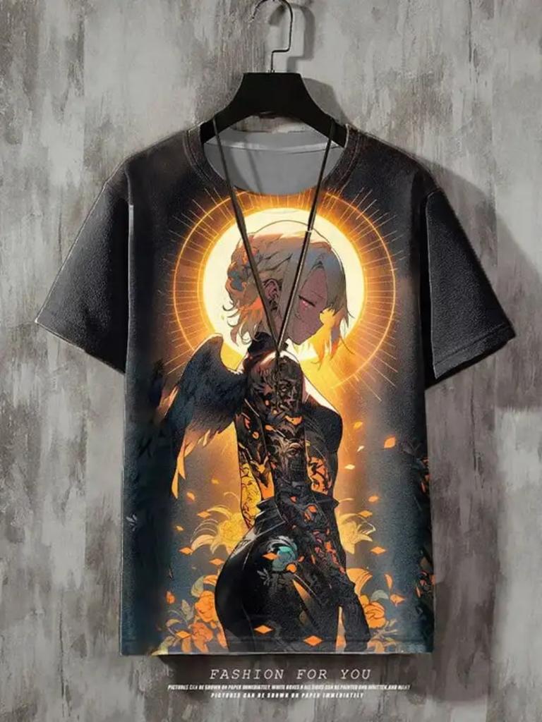 Summer Japanese Anime Character 3D Print Women's Casual T-shirt Street Trend Men's Tops Large Size Loose Short-sleeved T-shirt