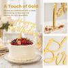 10pcs Acrylic Acrylic Cake Topper Flag Style Gold Insert Card Flag Script Lettering Long Insert Stick Birthday Cake Decorations
