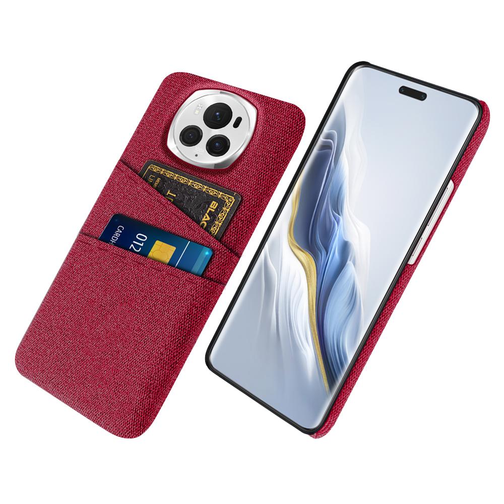 For Honor Magic6 Pro 5G Cloth Texture Phone Case Dual Card Holder PC Cover