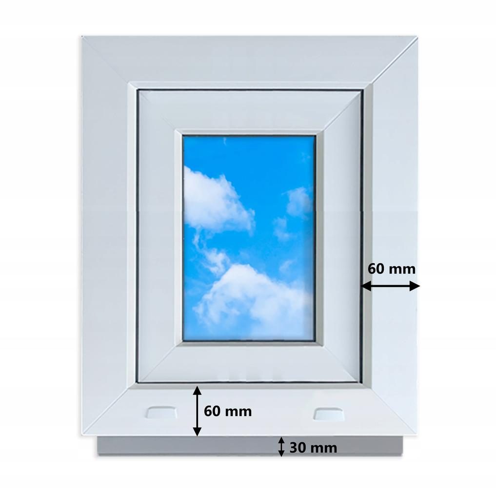 Okno Pcv Białe 50X60 Lewe 500X600 Mm Rozwierno-Uchylne, Dwuszybowe