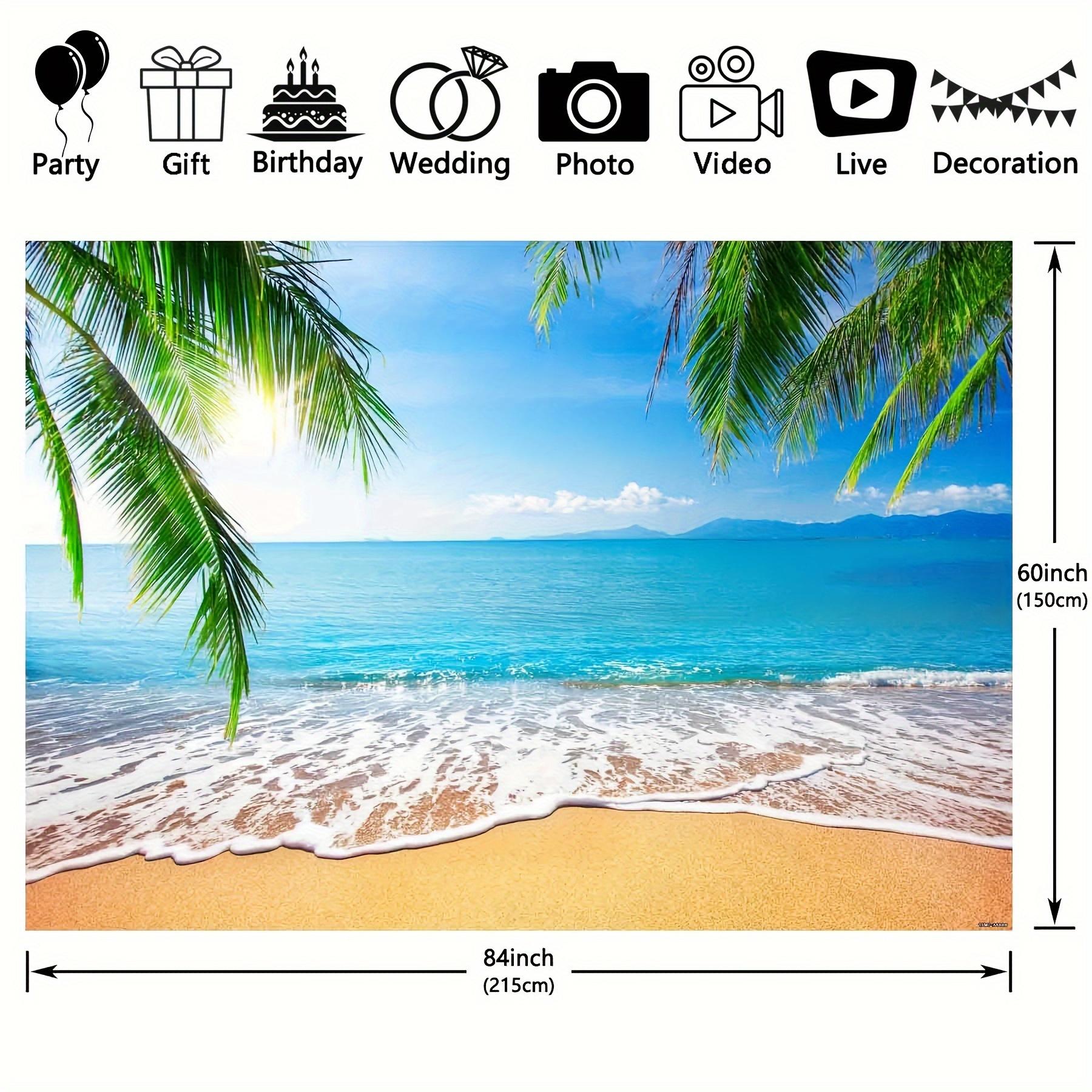 Tropical beach Palm tree party photo background, Hawaiian Aloha birthday banner decoration 100X150CM синий