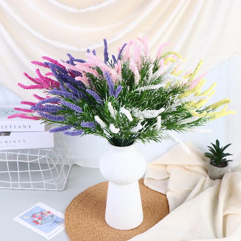 Artificial Lavender Wheat Bouquet 2Pcs Fake Flowers For Home Wedding Garden Outdoor Party Decoration Plants