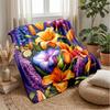 Vibrant Flower Bouquet with Butterflies Theme blanket Lightweight Warm Flannel Blanket Decorative Throw Blanket for Home Decoration