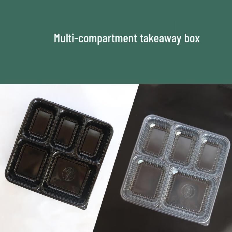 BOUSSAC 1500ml 5-Compartment Disposable Plastic Meal Prep Boxes