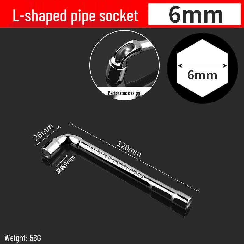 L-Shaped Hexagon Pipe Socket Wrench Tool, 7/8/10/12/14/17mm