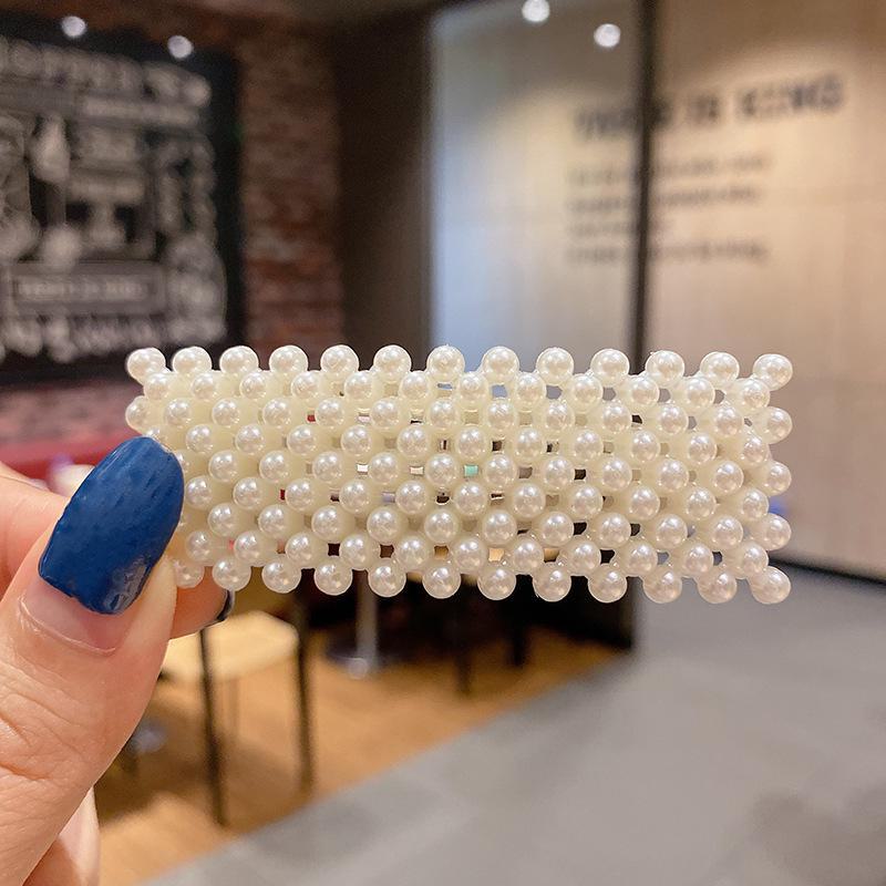 

Жіноча шпилька з корейськими стразами і перлами: Елегантний бічний зажим для чубчика 19# Retro Square