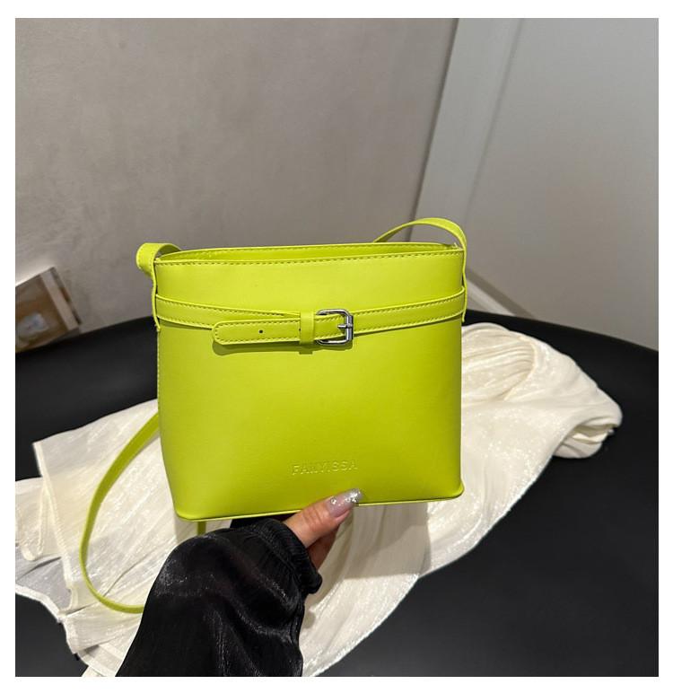 Bucket Trendy Water Bag With Solid Color And Square Buckle Decor For Daily