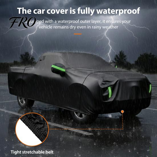 Waterproof Car Cover for Automobiles, All Weather UV Protection Outdoor Full Exterior Cover, Rain Sun Snow Protector with Door Zipper, 242x81x77 inch,