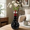 Chicken Flower Vessel with Rounded Body, Contrasting Dot Pattern, and Long Neck for Faux Florals, Office Desks, and Studies