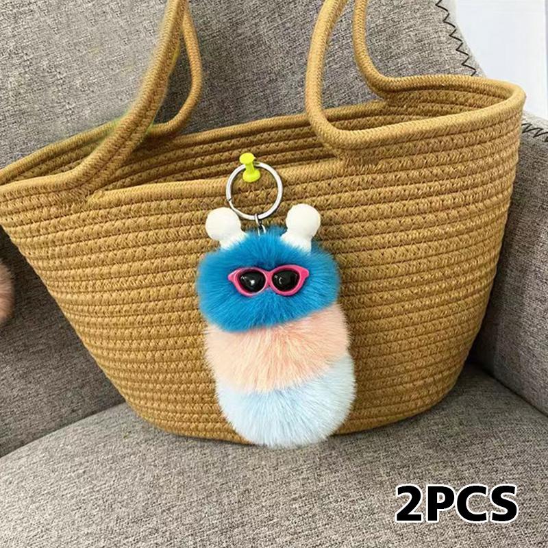 1PC Pendant Gift Car Keychain Personality Plush Doll Trendy Flu Plush Fun Cute Fashion Multicolored