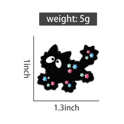 Staubige Schwarze Katze Emaille Anstecknadeln Cartoon Sterne Kätzchen Broschen Reversabzeichen Kundenspezifischer Lustiger Tier Schmuck Geschenk für Kinder Freunde