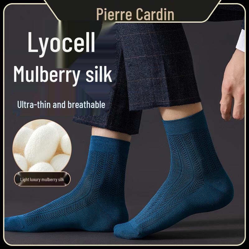 Pierre Cardin Men s Summer Lyocell Silk Blend Mid-Calf Socks (4 Pairs) One Size (39-45)