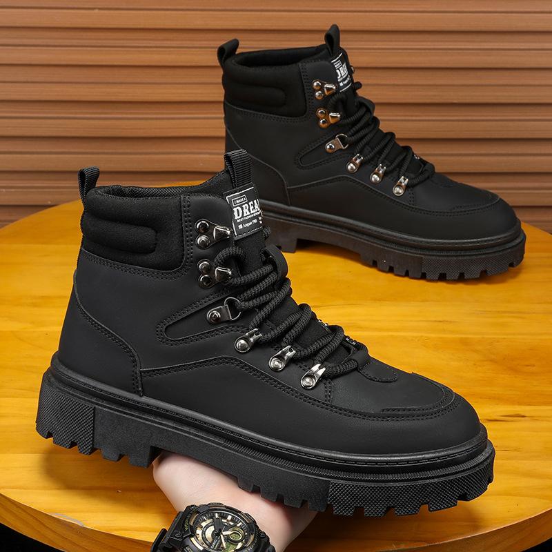 Осенне-зимние ботинки на высоком голенище в британском стиле, мужские модные кожаные рабочие ботинки, универсальная мужская обувь, трендовые ботинки, удобная универсальная обувь 43