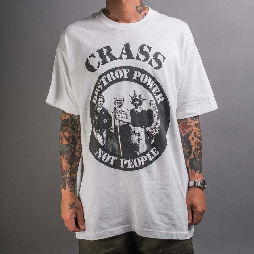 

90’s Crass Destroy Power Not People White Short Sleeve Unisex Shirt WA1665 Unisex T-Shirt S