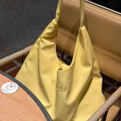 Summer Cheese Yellow Nylon Canvas Bag Women's 2025 New Large-capacity Shoulder Tote Bag Versatile Shopping Bag