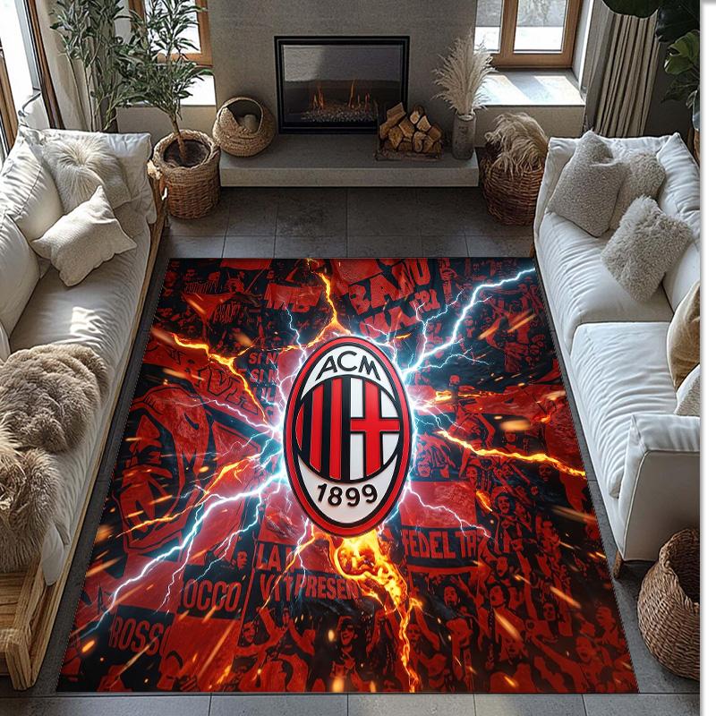 AC Milan Printed Flannel Area Rug Non Slip Soft Polyester Floor Carpet Indoor Decor Mat for Bedroom Living Room Sofa Game Room Home Decoration