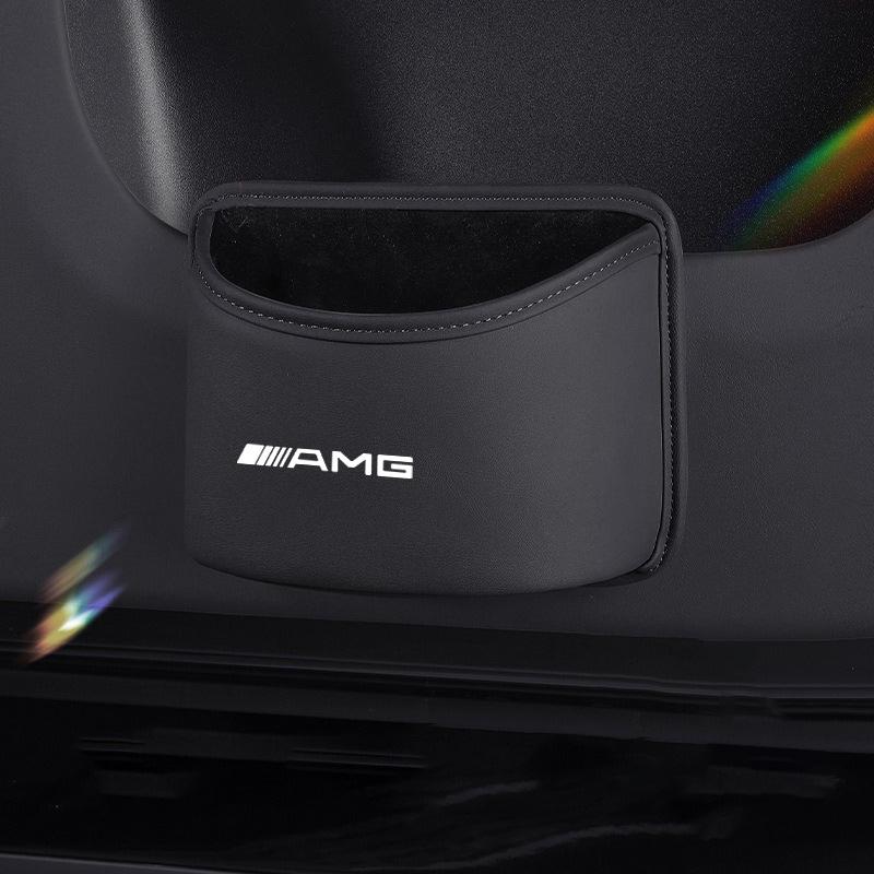 ZGAP4 Leather Car Door Trash Bin Hanging Garbage Storage Barrel For Benz AMG A C E S G Class W201 W210 W108 W204 W205 W203 Accessories