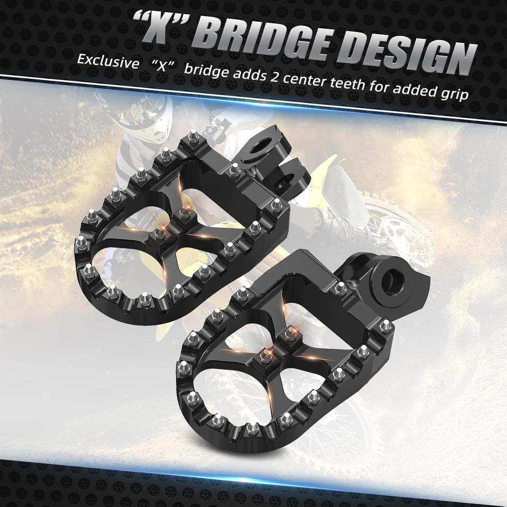 NICECNC Dirt Bike Billet Wide Foot Pegs Compatible with Suzuki RMZ250 2010-2018 RMZ450 2008-2018 RMX450Z 2010-2017,Aluminum CNC-machined