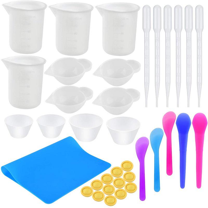 Epoxy Resin Mixing Tool Set: Silicone Pad, Measuring Cup, Stirring Stick