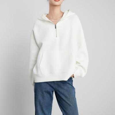 Half-zip Sweater for Women, American Vintage Air Layer Top, Autumn Hooded Loose Coat