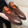 Men's Pointed Toe Leather Loafers - Retro Tassel Slip-On Shoes, Available In Large Sizes (up To 46)