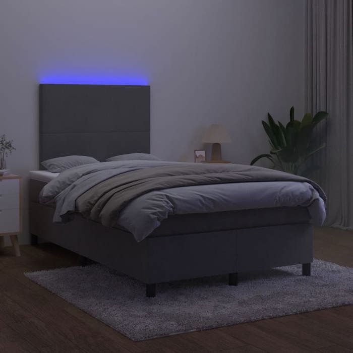 Maison Exclusive - Sommier à lattes de lit avec matelas LED Gris foncé 120x200 cm