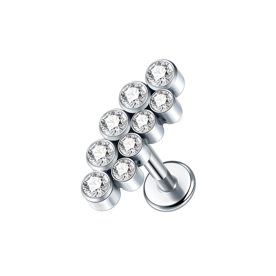 

PVD Titanium PIERC Labret Stud Double CZ Paved Ear Cartilage Tragus Helix Earrings Lip Ring Daith Piercing Gift for Women 16G 1.2x8mm