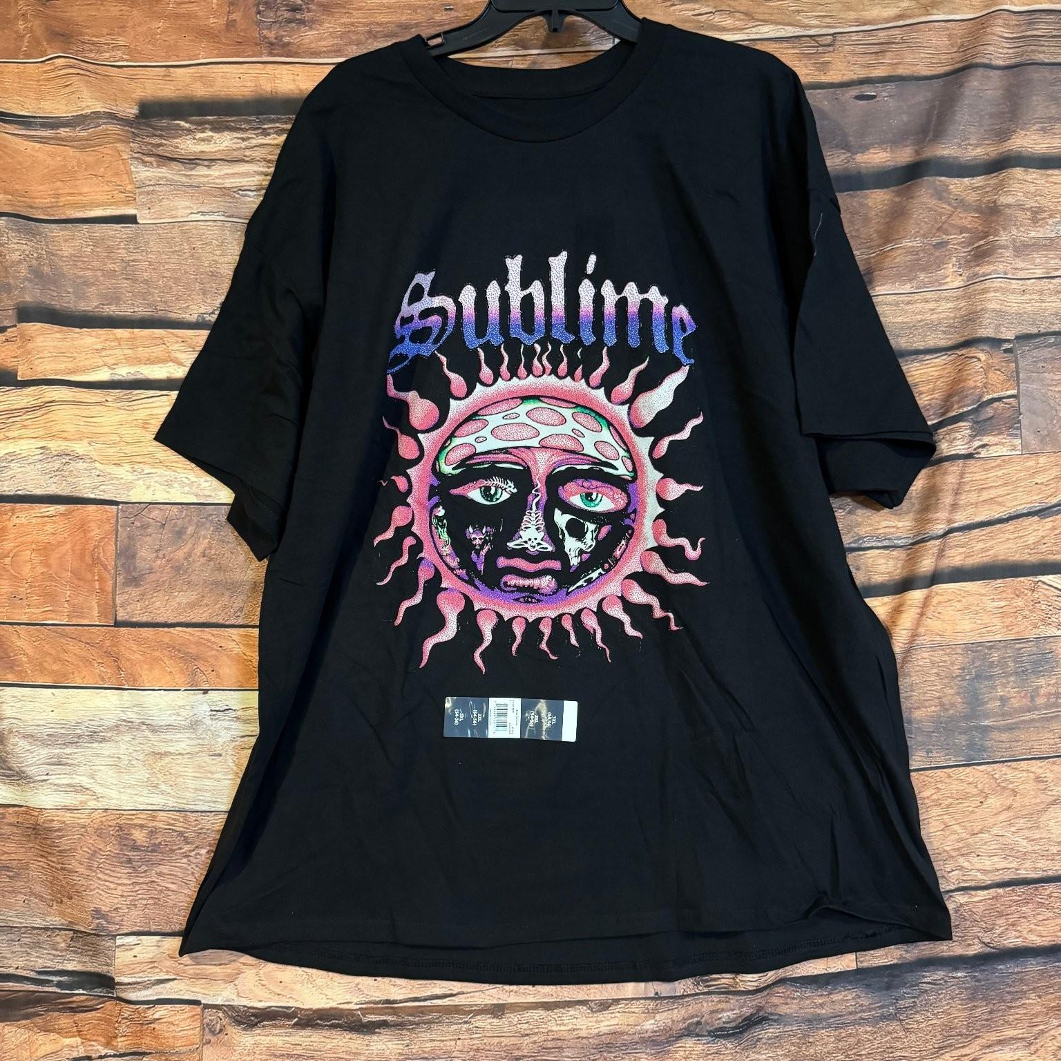 Sublime Men s Black 3XL 100% Cotton Graphic Band Logo Sun Tee Unisex T-Shirt S