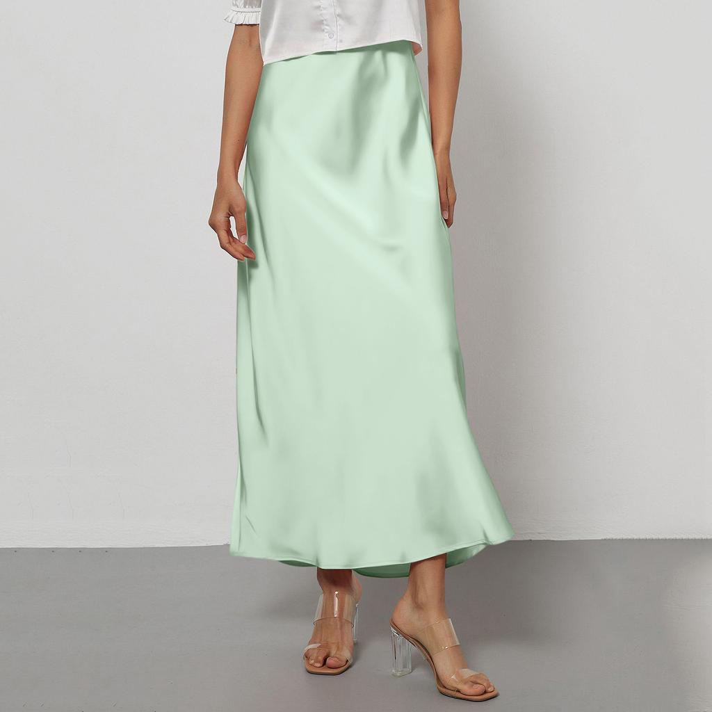 Fustă satin elegantă texturată pentru femei, rochie midi mulată, cu drapaje