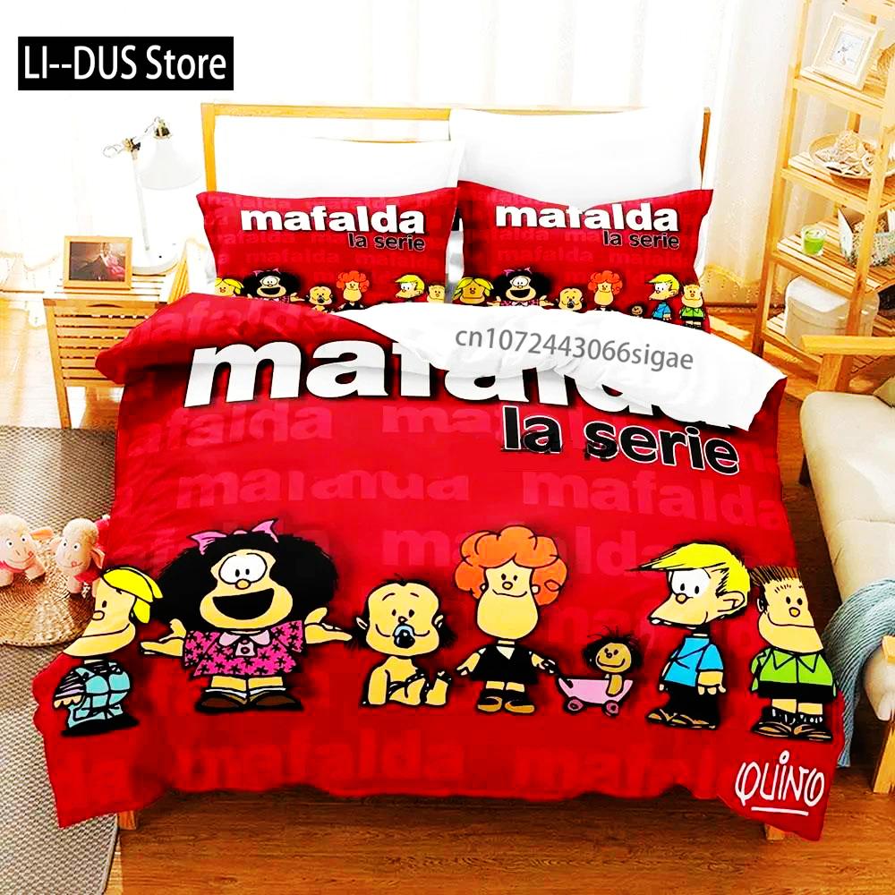 Mafalda Boys Bedroom Bedding Single Twin Full Queen King Size Aldult Duvetcover 3D Anime Bed Sheet Set 2024 Quilt Cover Pillowca