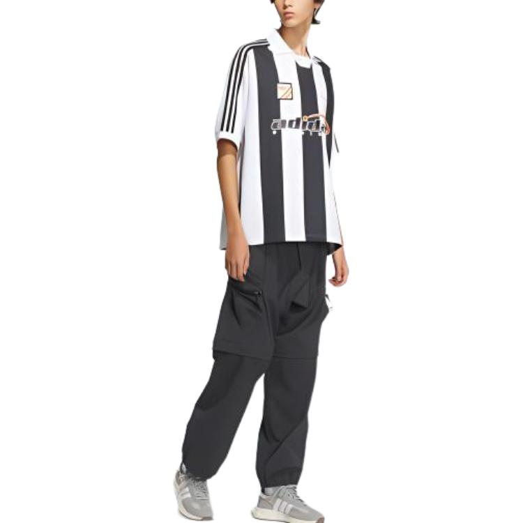 adidas Originals Maglietta Polo a Maniche Corte a Righe Traspirante e Confortevole da Uomo Top Bianco IW6306
