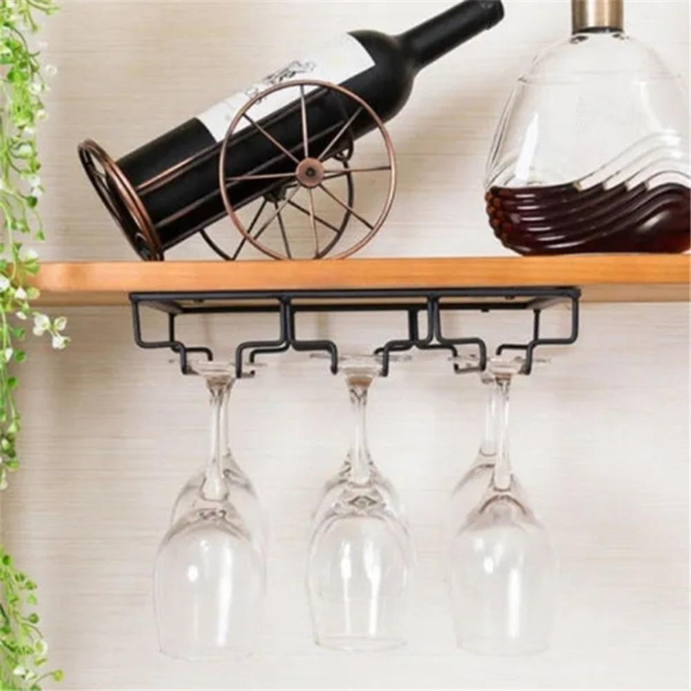 Wall Mounted Upside Down Cup Storage Rack Wine Glass Rack Bottle Display Bar Wine Glasses Holder