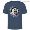 Mens Cotton Long Graphic Chinese Dragon T Shirt Street Casual Style Tee for Men and Women