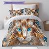 Orange Cat Pattern Bedding Quilt Set Quilt Cover Pillowcase Home Decoration Gift (1 * Duvet Cover + 2 * Pillowcase, Without Core)