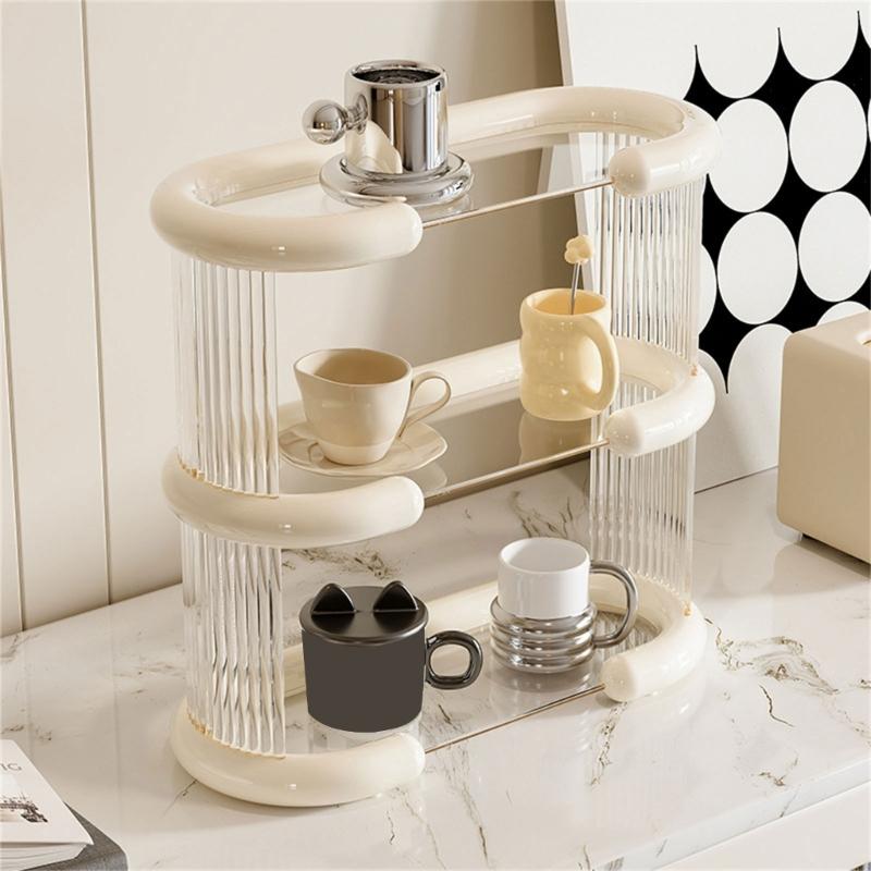 Plastic Cup Organizers Rack for Desk Practical Desk Cup Storage Rack Multi Layer Rack for Students and Professionals