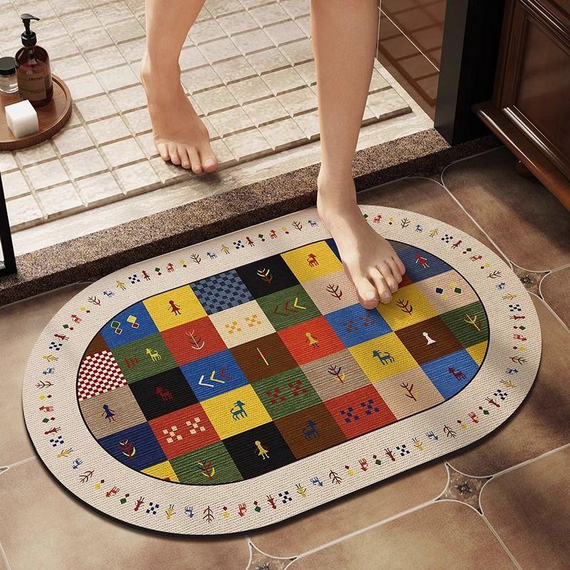 Diatomeenerde Badezimmer saugfähige Bodenmatte am Eingang des Badezimmers, schnell trocknende rutschfeste Bodenmatte für das Badezimmer