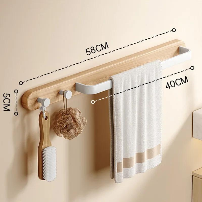 Nordic towel rack with hooks for bathroom towels space aluminum hooks for solid wood towels kitchen and bathroom accessories