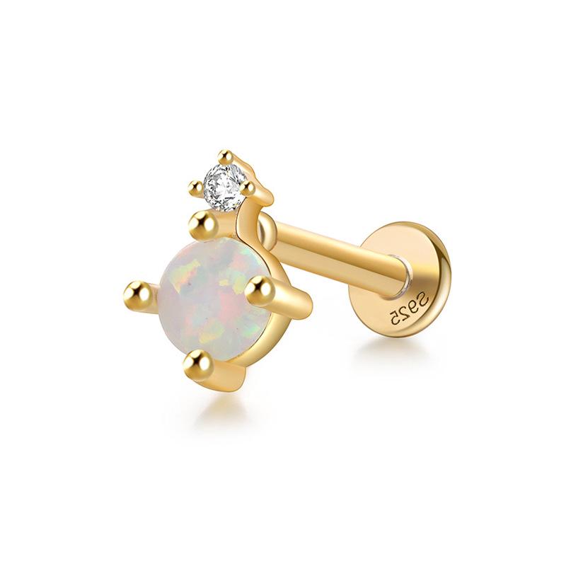 

Sterling Silver Threaded Piercing Stud Earrings with Diamonds - Fashionable Cartilage Studs for Women 925 Silver