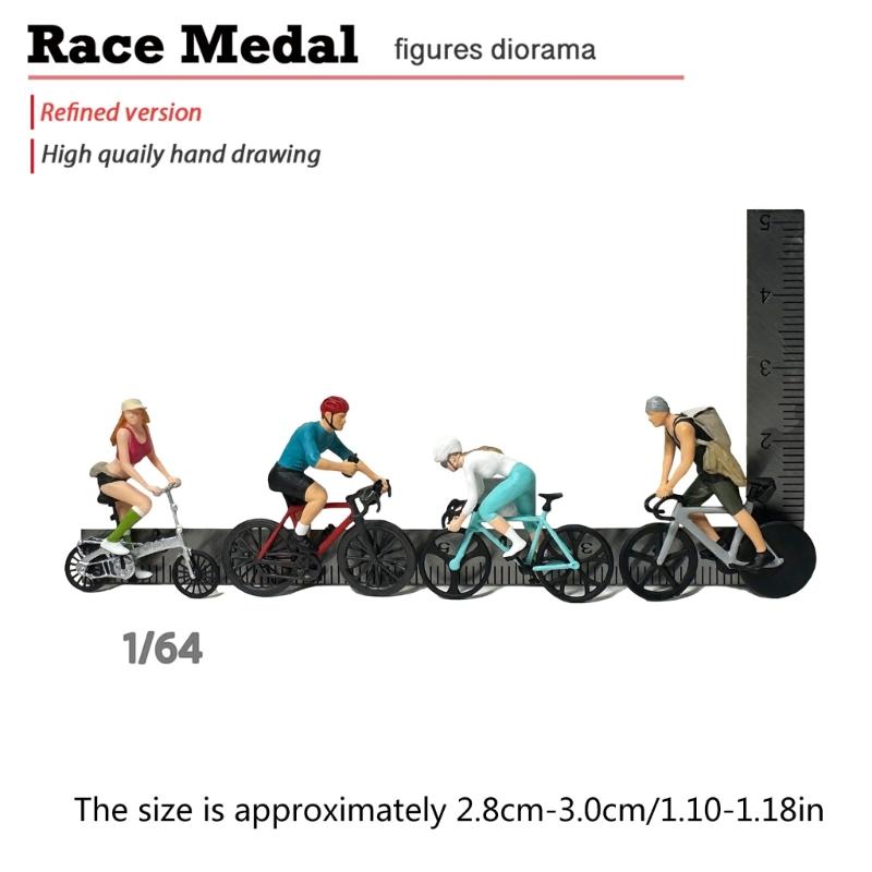 1:64 Cycling Statue Miniature Craft Cycling Scene Miniatures Resin Texture Suitable for Desktop Decorating and Present