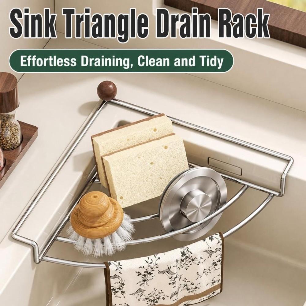 Triangle Shape Sink Drain Rack Stainless Steel Dish Cloth Holder New Sponge Holder Kitchen Sink