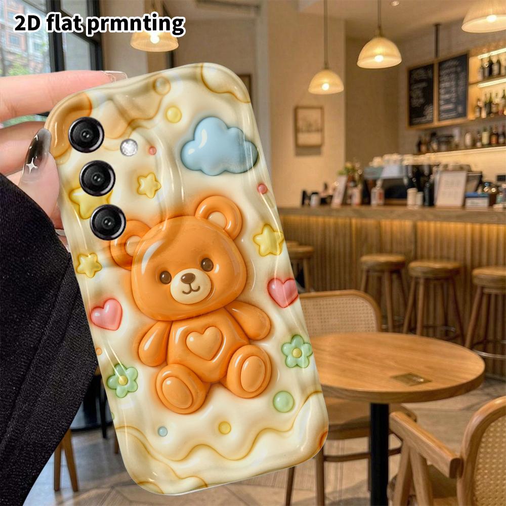 Phone Case: 2D flat, suitable for Samsung Galaxy A34 A35 M05 M06 S20 S22 S21 FE Plus 5G protective case, caramel brown little bear, perfect Christmas