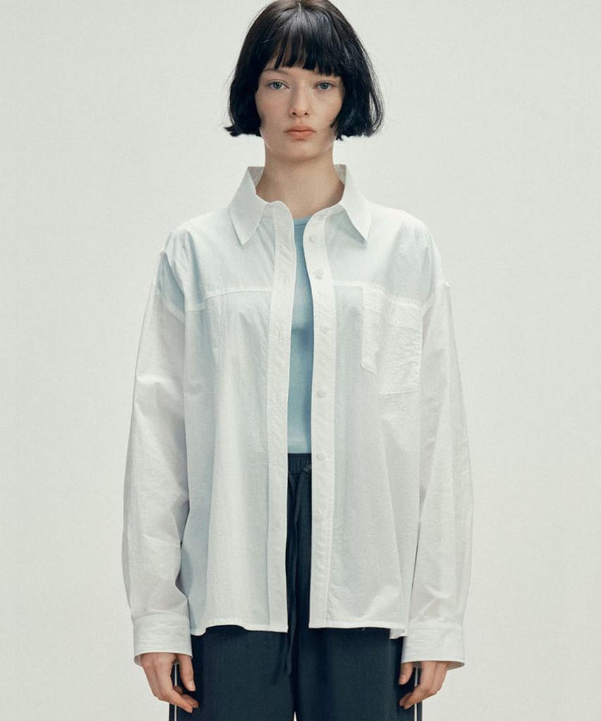 MALOUPE 4121 Summer Nylon Oversized Shirt (White)