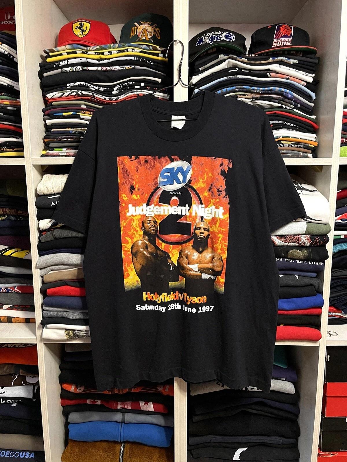 Vintage 90s Mike Tyson VS Holyfield Judgement Night Boxing T-Shirt Size XL 2XL