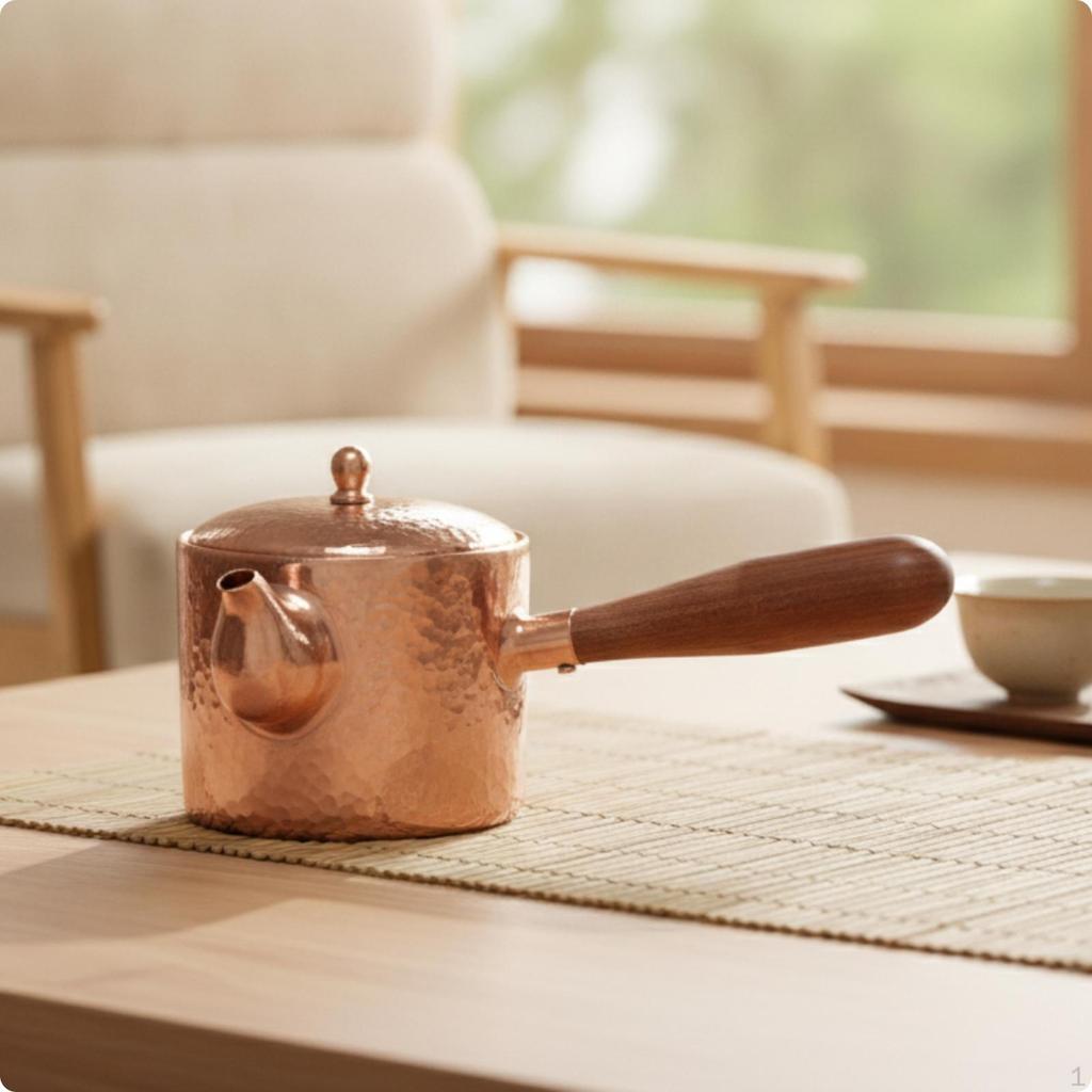 Copper Kettle with Side Handle HandMade AntiqueStyle Teapot for Collectors,