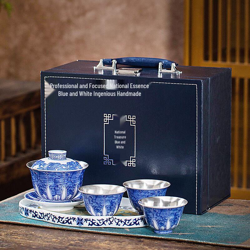 Cabbage Design Blue & White Style Kung Fu Tea Set