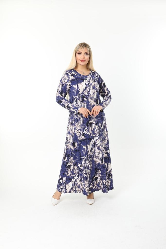 Damen Große Größen Kleid Plus Size Langarm (Geeignet für Hijab) Langes Kleid aus gekämmter Viskose