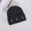 New knitted hat European and American fashion butterfly rhinestone thermal cover wool hat