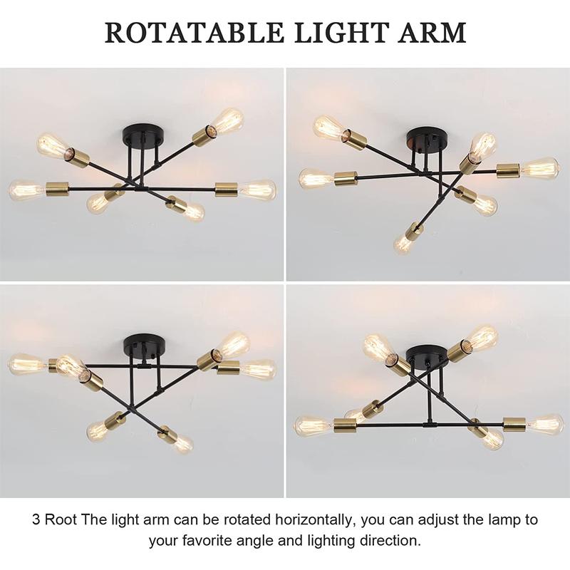 Retro Led Chandelier Black/Gold Modern Ceiling Lamp E27 Ceiling Chandelier Light Romantic Hanging Pendant Lamp Dining Room Decor